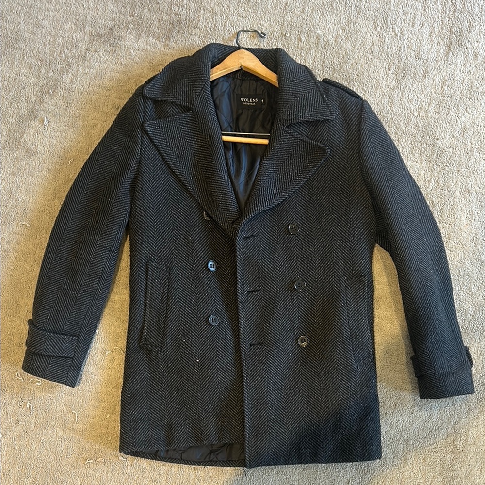 Men's Black Wool Peacoat